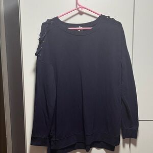 Cable & Gauge Dark Blue Sweatshirt with Button Accents